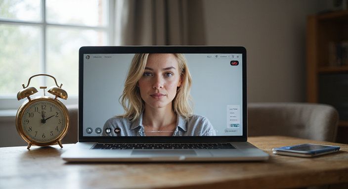 Een vrouw werkt geconcentreerd aan een laptop in een gezellige thuiswerkruimte. Een vrouw werkt geconcentreerd aan een laptop in een gezellige thuiswerkruimte.