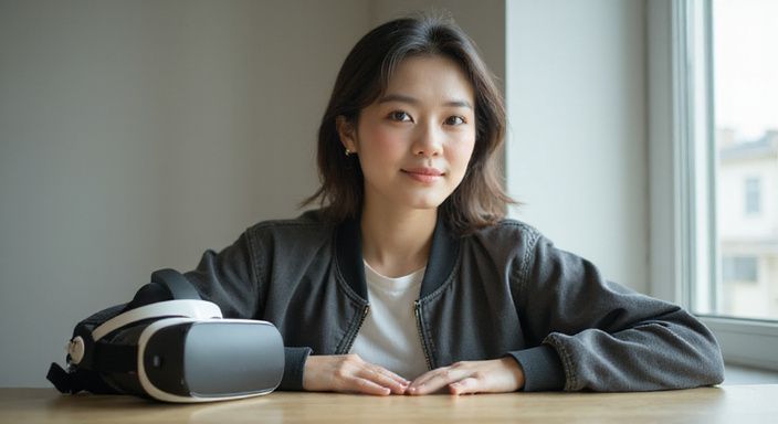 Een persoon in een K-pop outfit, ontspannen voor een minimalistische setup. Een persoon in een K-pop outfit, ontspannen voor een minimalistische setup.